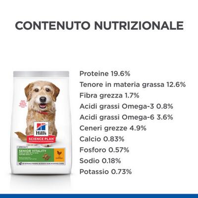 Hill's Cane Adulto 7+ Youthful Vitality Small & Mini Pollo tabella