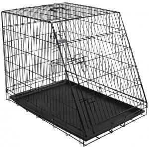 Trasportino Pieghevole Trapezoidale 2 Porte 92x63x74 cm Nero