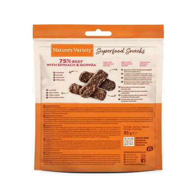 Nature's Variety Cane Adulto Snack Superfoods Manzo, Spinaci & Quinoa 85g