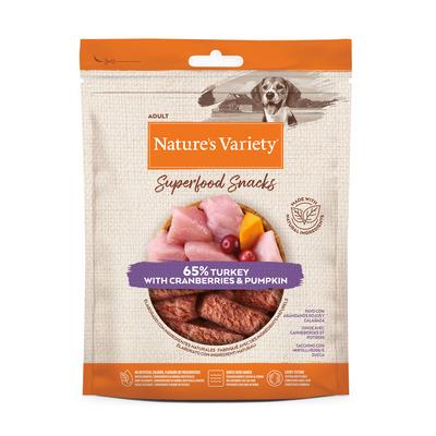 Nature's Variety Cane Adulto Snack Superfoods Tacchino, Mirtilli Rossi & Zucca 85g