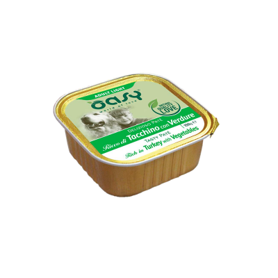 Oasy Cane Adulto Delizioso Paté Light tacchino & Verdure 150g