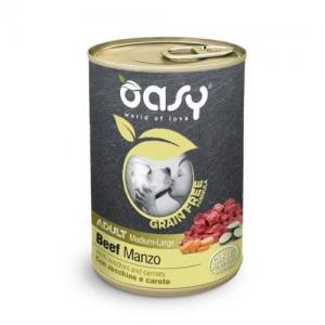Oasy Cane Adulto Grain Free Medium & Large Tocchetti di Manzo, Zucchine & Carote 400g