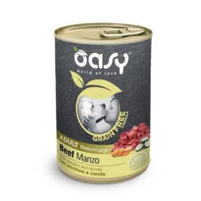 Oasy Cane Adulto Grain Free Medium & Large Tocchetti di Manzo, Zucchine & Carote 400g