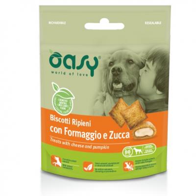 Oasy Cane Adulto Snack Biscotti Ripieni Formaggio & Zucca 80g