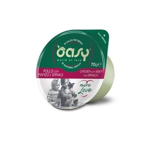 Oasy Gatto MORE LOVE IN CUP Adulto Pollo, Manzo & Spinaci 70 Gr