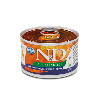 Farmina Cane N&D Pumpkin Puppy Mini Agnello, Zucca & Mirtillo Lattina 140Gr