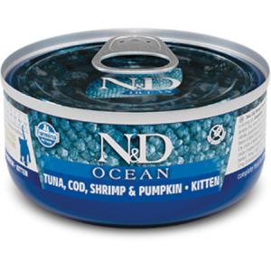 Farmina Gatto N&D Ocean Kittem Tonno Merluzzo Gamberetti & Zucca 80 gr