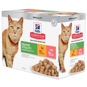 Hill's Feline Adult 7+ Senior Vitality Multipack ( Pollo + Salmone ) cf. (12x85)