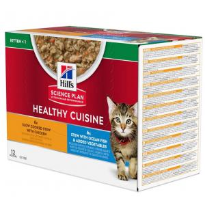 Hill's Feline Healthy Cusine Kitten Multipack Pollo & Pesce Oceanico Spezzatino cf. (12x80) gr