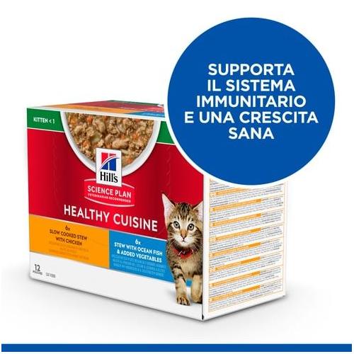 Hill's Feline Healthy Cusine Kitten Multipack Pollo & Pesce Oceanico Spezzatino cf. (12x80) gr