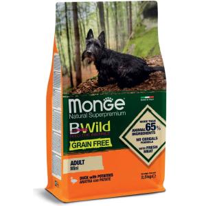 Monge Cane Bwild Grain Free Adulto Mini Anatra & Patate 2,5 Kg