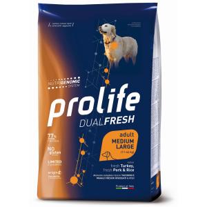 Prolife Cane Dual Fresh Adulto Medium & Large Tacchino, Maiale & Riso