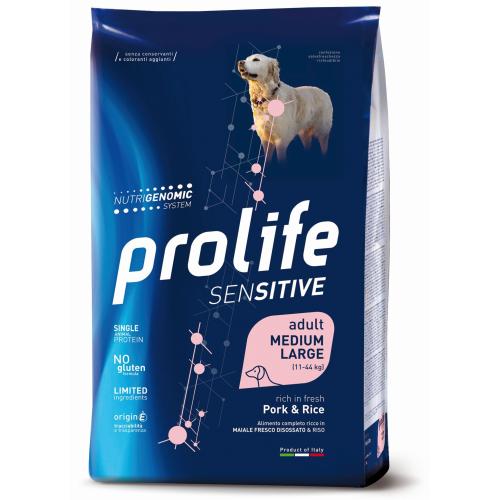 Prolife Cane Sensitive Adulto Medium e Large Maiale e Riso