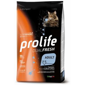 Prolife Gatto Dual Fresh Salmone, Merluzzo e Riso cibo