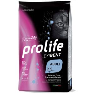 Prolife Gatto Exigent Salmone, Trota, Storione e Riso cibo