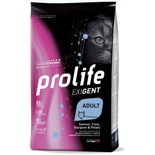 Prolife Gatto Exigent Salmone, Trota, Storione e Riso cibo