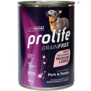 Prolife Cane Grain Free Sensitive Adulto Medium & Large Maiale & Patate Lattina