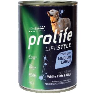Prolife Cane Lifestyle Mature Pesce Bianco e Riso Lattina 400 Gr Umido