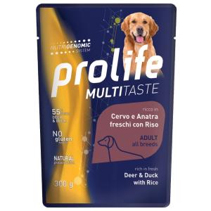 Prolife Cane Multitaste Adulto Cervo, Anatra & Riso Busta 300 Gr