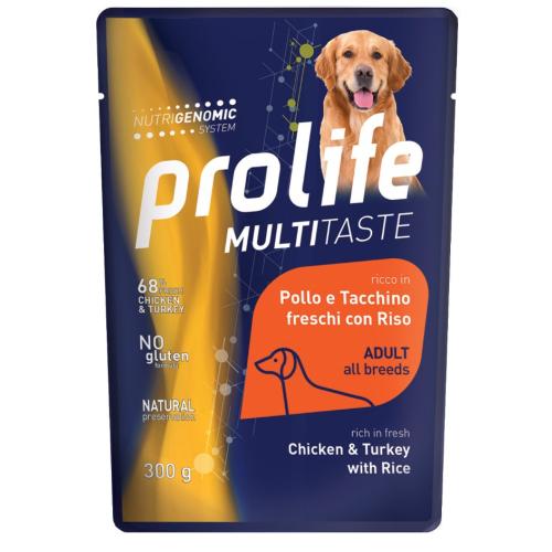 Prolife Cane Multitaste Adulto Pollo, Tacchino & Riso Busta 300 Gr