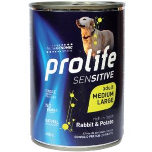 Prolife Cane Sensitive Adulto Medium & Large Coniglio & Patate Lattina