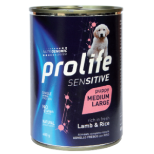 Prolife Cane Sensitive Puppy Medium & Large Agnello & Riso 400 Gr