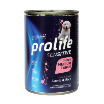 Prolife Cane Sensitive Puppy Medium & Large Agnello & Riso 400 Gr