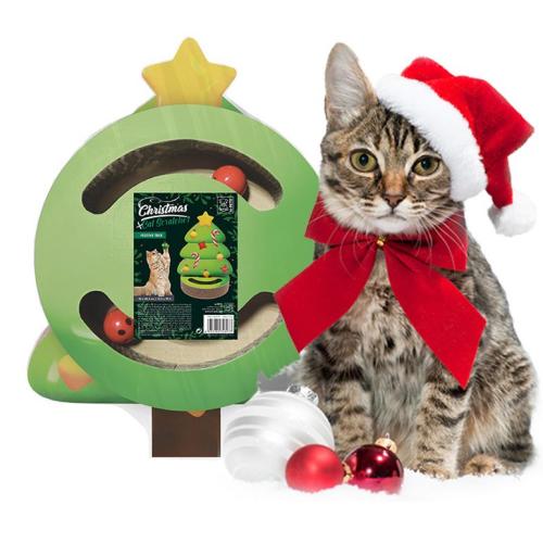 M-Pets Gioco Per Gatti Natalizio Tiragraffi In Cartone Albero Di Natale