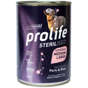 Prolife Cane Sterilised Sensitive Maiale e Riso Lattina 400 Gr alimento