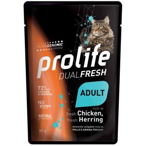 Prolife Gatto Dual Fresh Pollo e Aringa Busta 85 Gr alimento