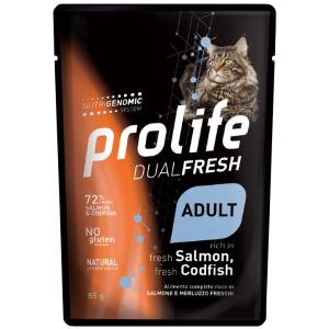 Prolife Gatto Dual Fresh Salone e Merluzzo Busta 85 Gr