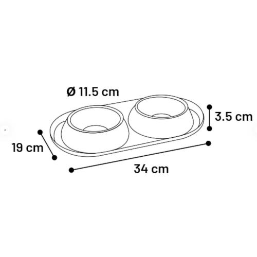 Flamingo Ciotola Doppia Duo Dinner Grafa 2 x 220 ml misure