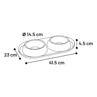 Flamingo Ciotola Doppia Duo Dinner Grafa 2 x 500 ml