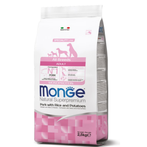 Monge cane superpremium pork with rice and potato 2,5kg