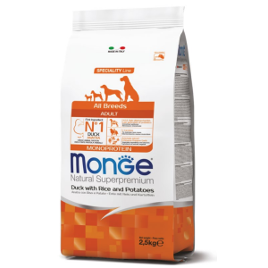 Monge Cane Natural Superpremium Adulto All Breeds Anatra, Riso & Patate 2,5kg