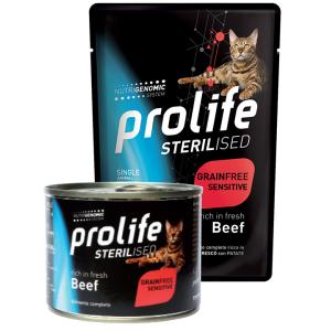 Prolife Gatto Sterilizzato Manzo Umido