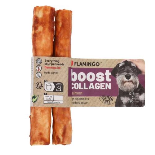 Flamingo Snack Per Cane Boost Bastone Salmone e Collagene 2pz 12,5 cm