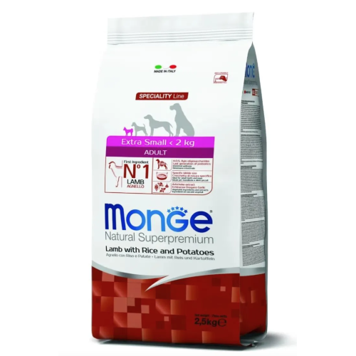 Monge Cane Natural Superpremium Adulto Extra Small Agnello, Riso & Patate
