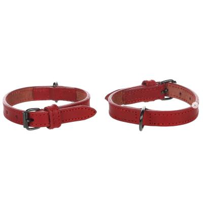Flamingo Collare Per Cane In Pelle Rosso Denver