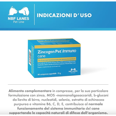Composizione zincogen pet immuno per cani