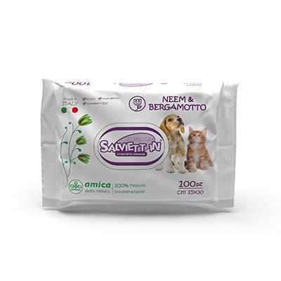 Salviette Biodegradabili XXL Neem e Bergamotto 100pz