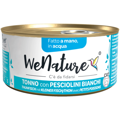 WeNature Umido Gatto con Tonno e Pesciolini Bianchi in Acqua