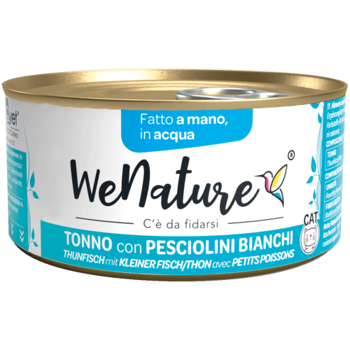 WeNature Umido Gatto con Tonno e Pesciolini Bianchi in Acqua