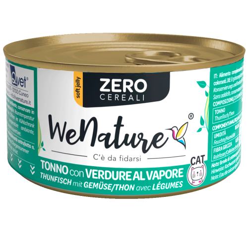 WeNature Umido Gatto Senza Cereali con Tonno e Verdure in Jelly