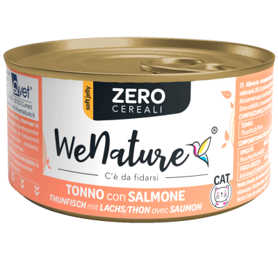 WeNature Umido Gatto Senza Cereali con Tonno e Salmone in Jelly