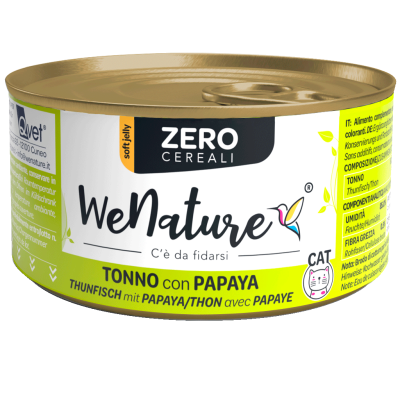 WeNature Umido Gatto Senza Cereali con Tonno e Papaya in Jelly