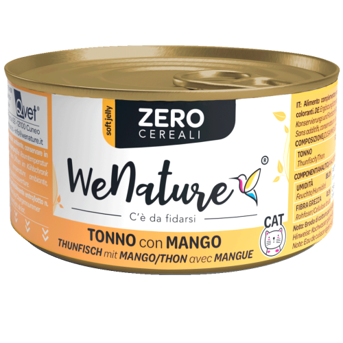 WeNature Umido Gatto Senza Cereali con Tonno e Mango in Jelly