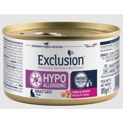 Exclusion Gatto Hypoallergenic Maiale e Patate 85 gr