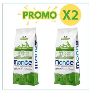 Sacco crocchette monge coniglio, riso e patate 2,5kg 2