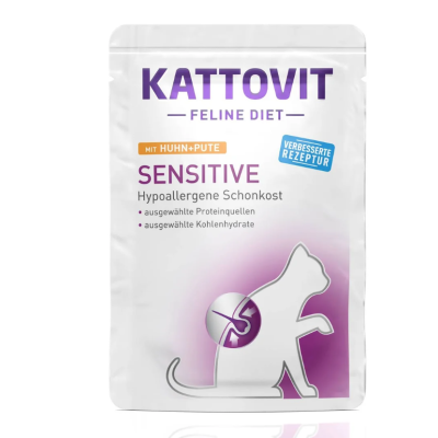 Kattovit Sensitive Gatto bocconcini Pollo e Tacchino busta 85gr